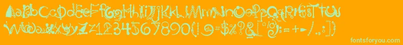 Шрифт BodyPiercingChains – зелёные шрифты на оранжевом фоне
