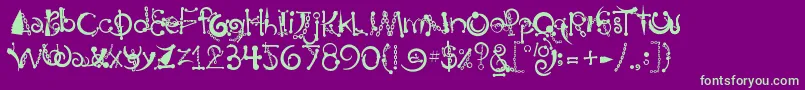 フォントBodyPiercingChains – 紫の背景に緑のフォント