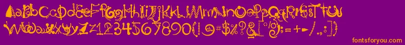 フォントBodyPiercingChains – 紫色の背景にオレンジのフォント