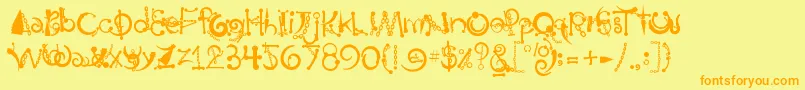 BodyPiercingChains-Schriftart – Orangefarbene Schriften auf gelbem Hintergrund