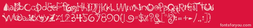 BodyPiercingChains-fontti – vaaleanpunaiset fontit punaisella taustalla