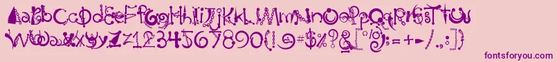 BodyPiercingChains-fontti – violetit fontit vaaleanpunaisella taustalla