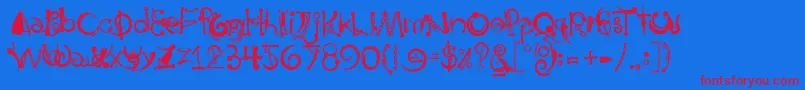 フォントBodyPiercingChains – 赤い文字の青い背景