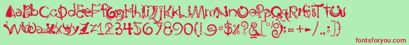 BodyPiercingChains Font – Red Fonts on Green Background