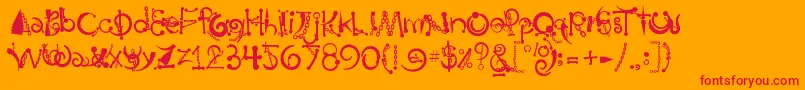 BodyPiercingChains-Schriftart – Rote Schriften auf orangefarbenem Hintergrund