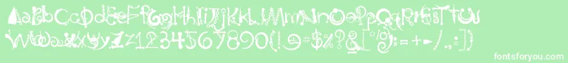 Шрифт BodyPiercingChains – белые шрифты на зелёном фоне