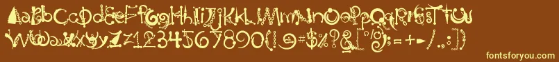 BodyPiercingChains-fontti – keltaiset fontit ruskealla taustalla