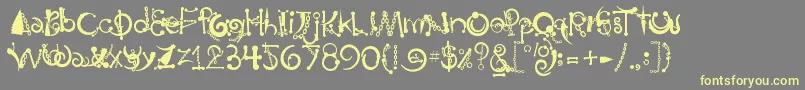 フォントBodyPiercingChains – 黄色のフォント、灰色の背景