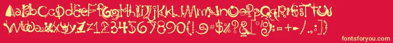 BodyPiercingChains-fontti – keltaiset fontit punaisella taustalla