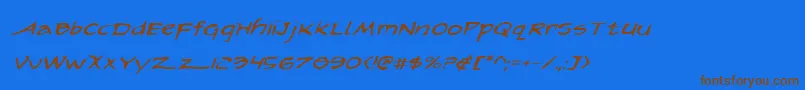 フォントArilonei – 茶色の文字が青い背景にあります。