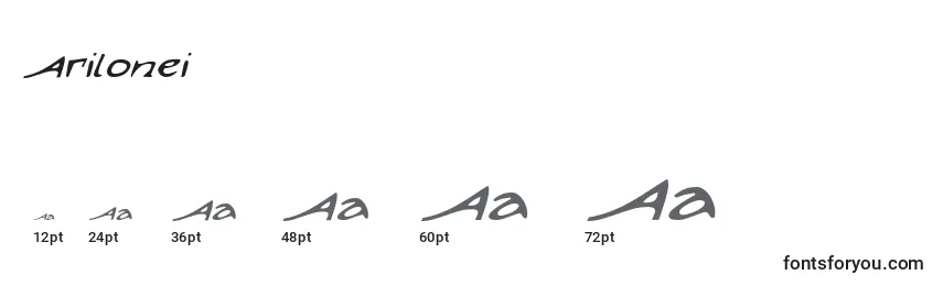 Размеры шрифта Arilonei