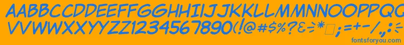 ClemItalic Font – Blue Fonts on Orange Background