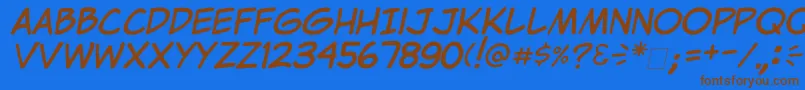ClemItalic Font – Brown Fonts on Blue Background