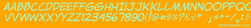 ClemItalic Font – Green Fonts on Orange Background