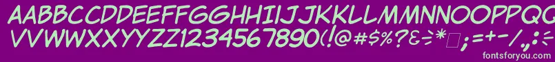 ClemItalic Font – Green Fonts on Purple Background