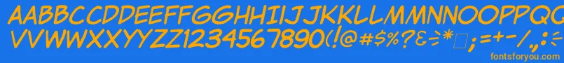 ClemItalic Font – Orange Fonts on Blue Background