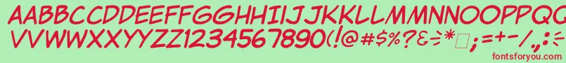 ClemItalic Font – Red Fonts on Green Background