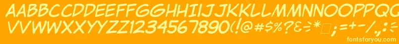 ClemItalic Font – Yellow Fonts on Orange Background