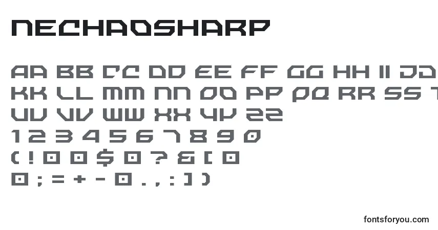 A fonte NechaoSharp – alfabeto, números, caracteres especiais