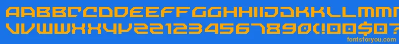 NechaoSharp-Schriftart – Orangefarbene Schriften auf blauem Hintergrund