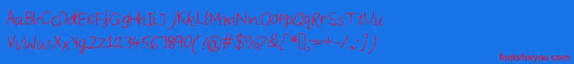 Iysnobodysperfect-Schriftart – Rote Schriften auf blauem Hintergrund