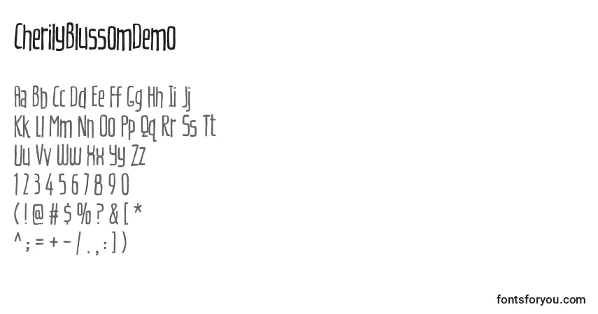 Шрифт CherilyBlussomDemo – алфавит, цифры, специальные символы