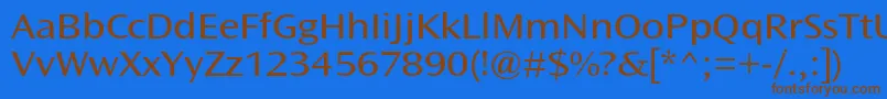 フォントOceansansstdBookext – 茶色の文字が青い背景にあります。