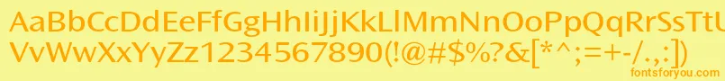フォントOceansansstdBookext – オレンジの文字が黄色の背景にあります。