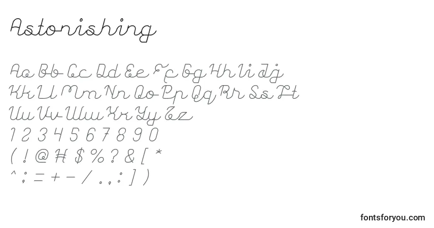 Шрифт Astonishing – алфавит, цифры, специальные символы