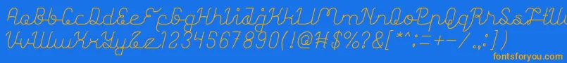 フォントAstonishing – オレンジ色の文字が青い背景にあります。