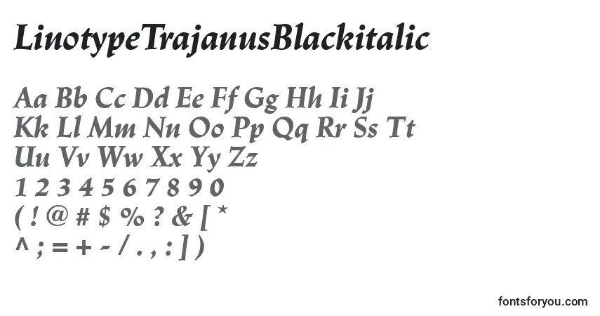 Fuente LinotypeTrajanusBlackitalic - alfabeto, números, caracteres especiales