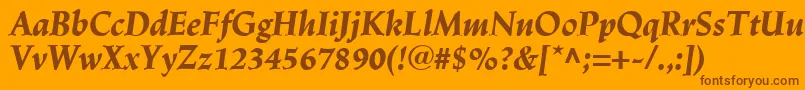 LinotypeTrajanusBlackitalic-Schriftart – Braune Schriften auf orangefarbenem Hintergrund