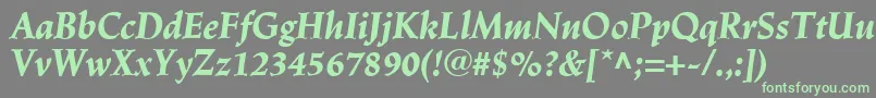 Czcionka LinotypeTrajanusBlackitalic – zielone czcionki na szarym tle