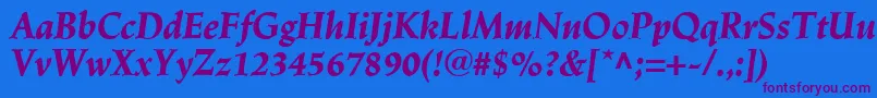LinotypeTrajanusBlackitalic Font – Purple Fonts on Blue Background