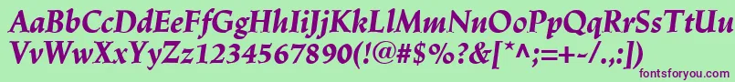 Шрифт LinotypeTrajanusBlackitalic – фиолетовые шрифты на зелёном фоне