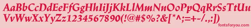 LinotypeTrajanusBlackitalic-Schriftart – Rote Schriften auf rosa Hintergrund