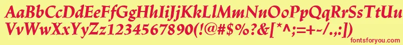 LinotypeTrajanusBlackitalic Font – Red Fonts on Yellow Background