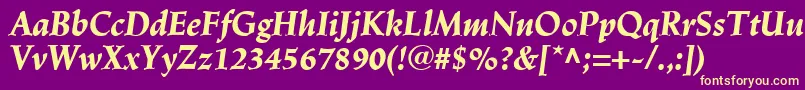 LinotypeTrajanusBlackitalic Font – Yellow Fonts on Purple Background