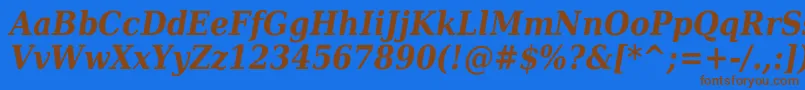 Шрифт Dejavuserifcondensed Bolditalic – коричневые шрифты на синем фоне