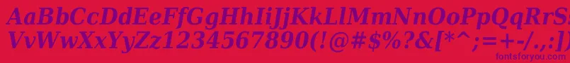 Dejavuserifcondensed Bolditalic Font – Purple Fonts on Red Background