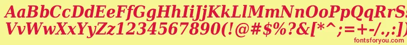 Dejavuserifcondensed Bolditalic Font – Red Fonts on Yellow Background