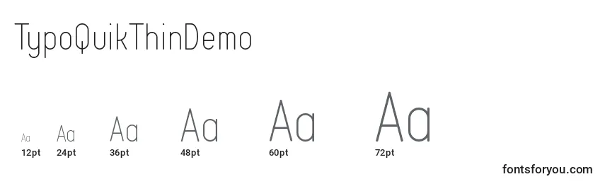 Größen der Schriftart TypoQuikThinDemo