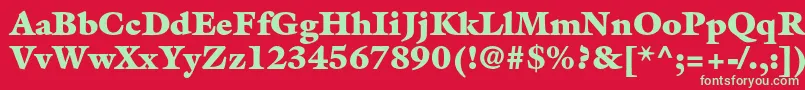 フォントGalliardstdUltra – 赤い背景に緑の文字