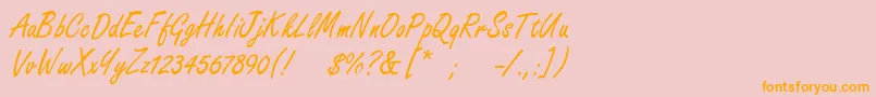 Freestylescript-Schriftart – Orangefarbene Schriften auf rosa Hintergrund