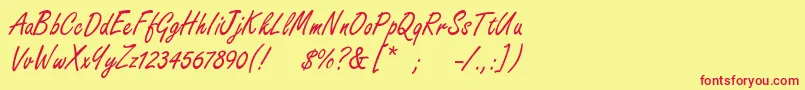 Czcionka Freestylescript – czerwone czcionki na żółtym tle