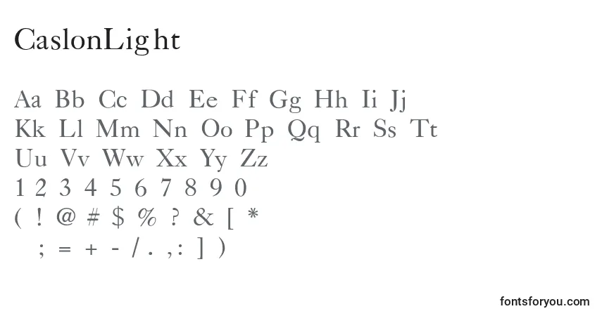 CaslonLightフォント–アルファベット、数字、特殊文字