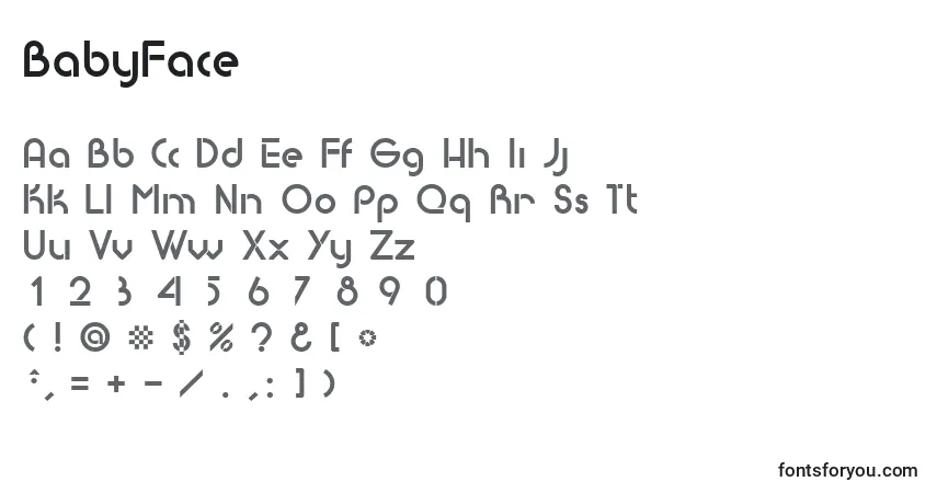 Шрифт BabyFace – алфавит, цифры, специальные символы