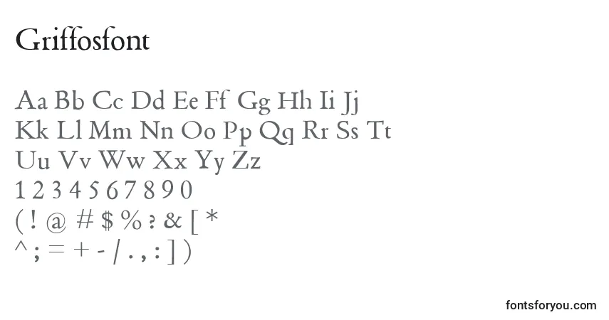 A fonte Griffosfont – alfabeto, números, caracteres especiais