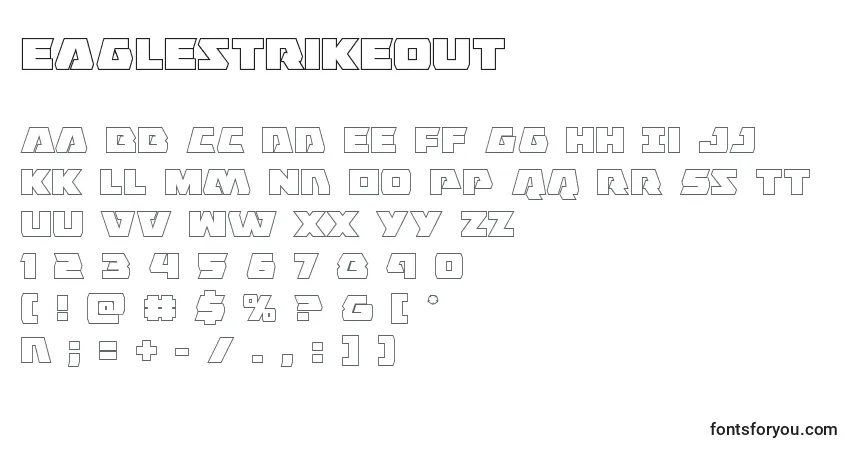 Czcionka Eaglestrikeout – alfabet, cyfry, specjalne znaki