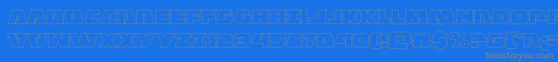 Eaglestrikeout-Schriftart – Graue Schriften auf blauem Hintergrund